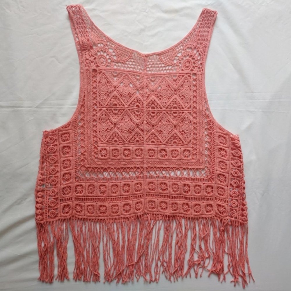 Active Festival Crochet Patterned Fringe Top L - Picture 2 of 7